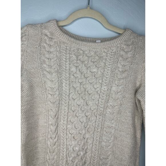 Gap For Good Crewneck Cotton Sweater Size Small Neutral Cable Knit Fisherman - Picture 2 of 7